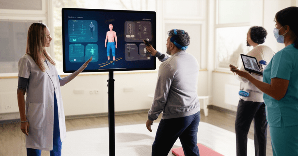 Rehabilitation therapy with digital screens